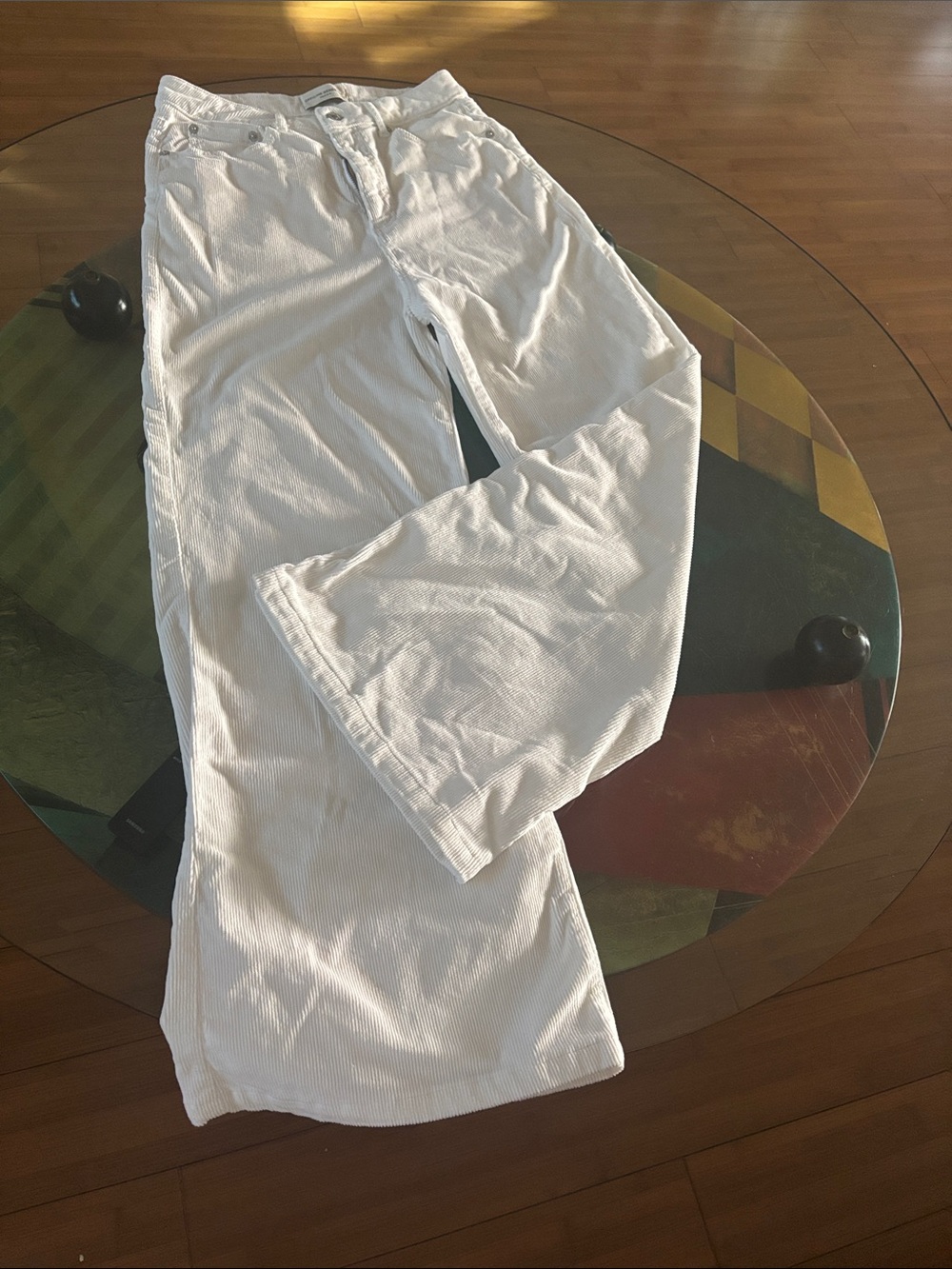 Officine Generale White Corduroy Wide-Leg Pants